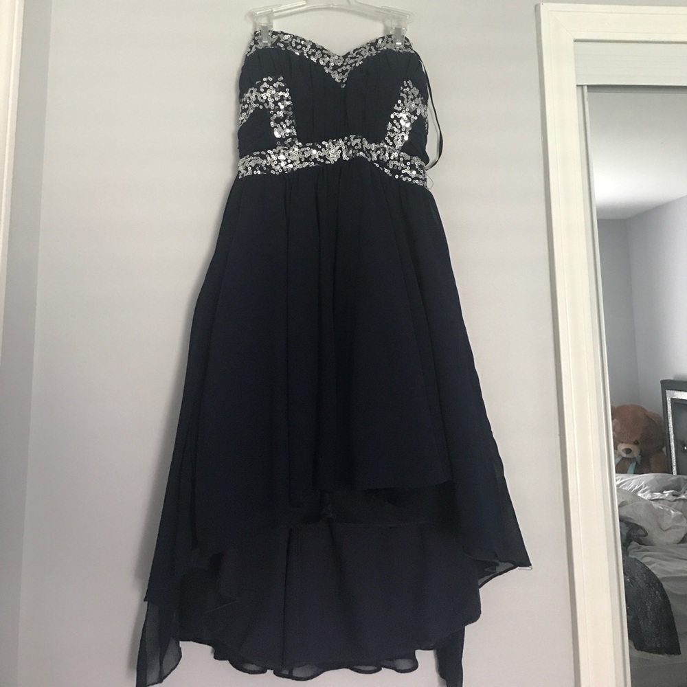 Dark Blue Strapless Formal Dress