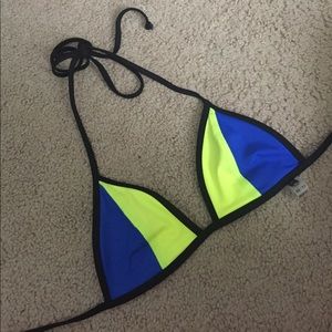 VS pink swim top- deep blue and neon yellow
