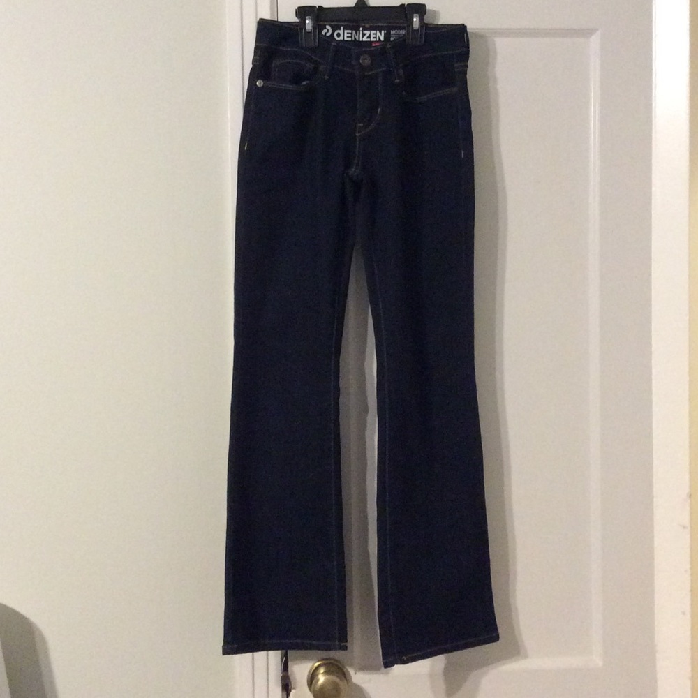 Dark denim Levi's.