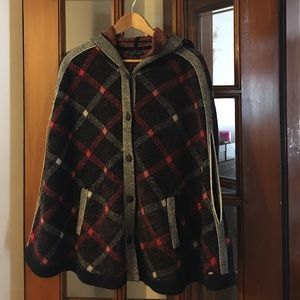 Tommy Hilfiger Plaid Cotton/Wool Poncho