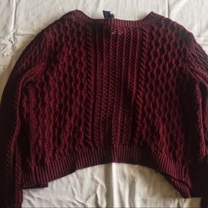 Bethany Mota maroon open back sweater