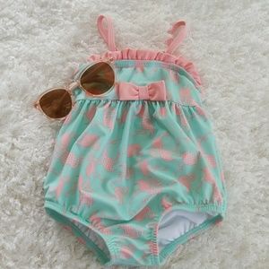 Pink flamingo bathing suit