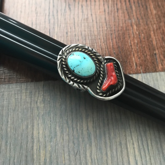 ❌SOLD❌•Old Pawn Turquoise & Coral Ring• - Picture 4 of 8