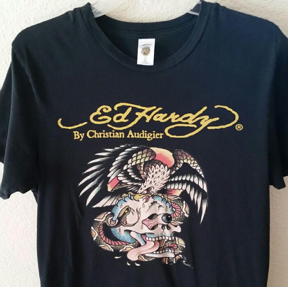 Ed Hardy Eagle, snake & skull on black