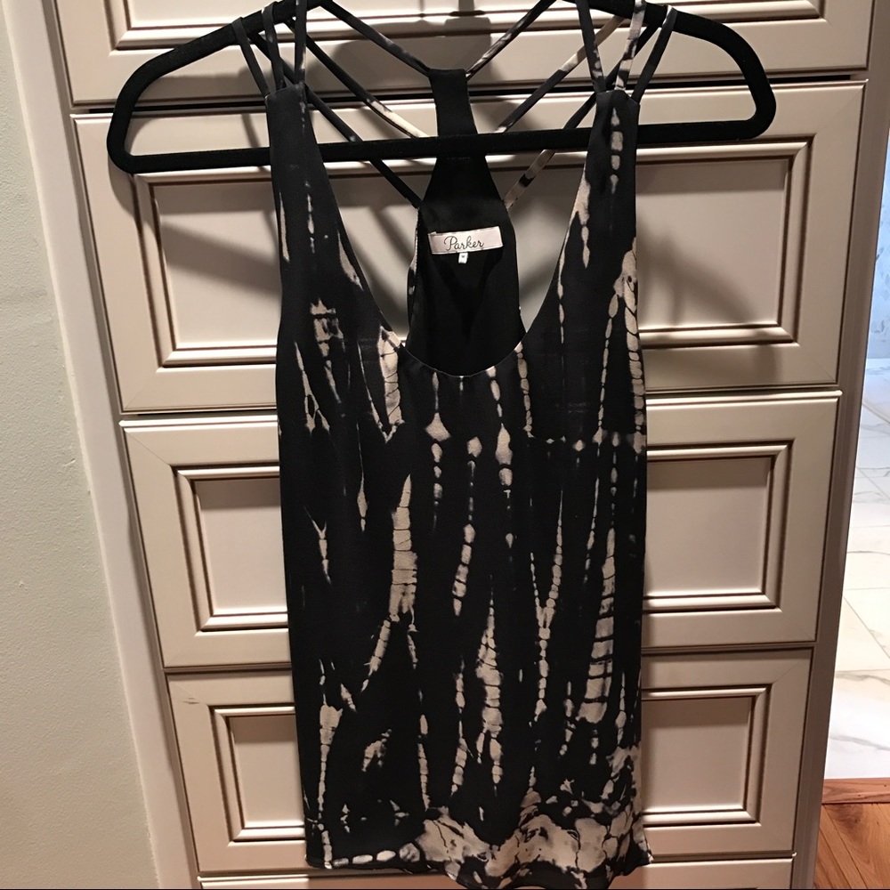 Parker tie die silk blouse