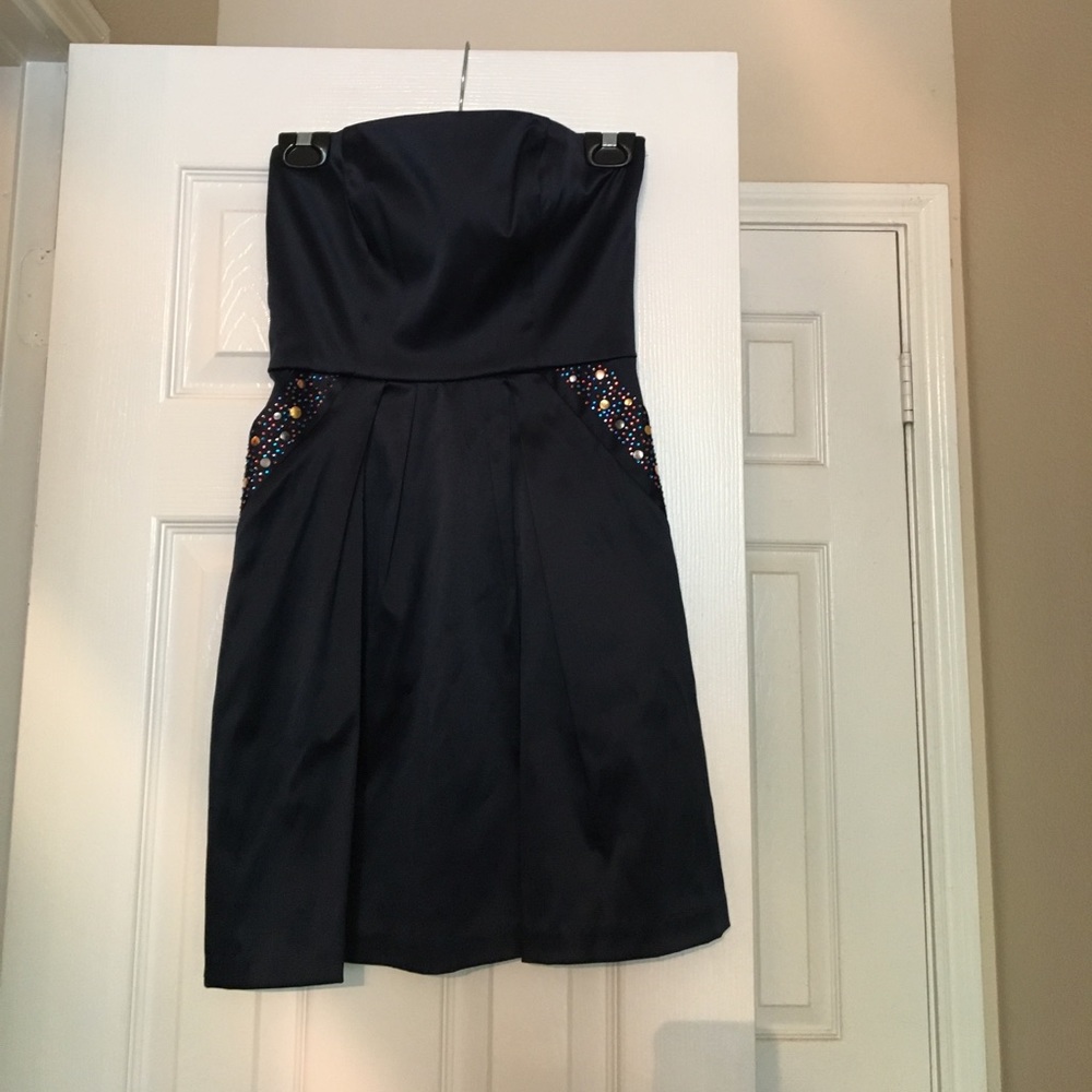 Francesca's Collection Strapless Navy Dress
