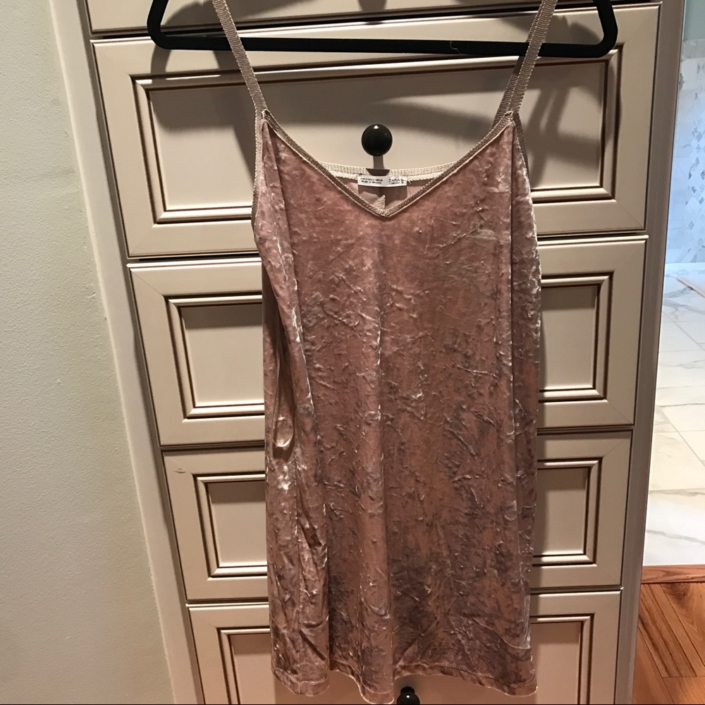 Zara velvet pink slip dress