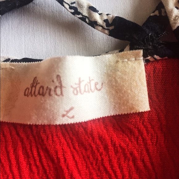 Altar'd state cute red tank top with pompom trim - Picture 2 of 4