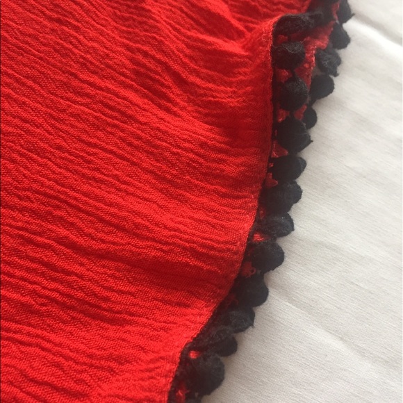 Altar'd state cute red tank top with pompom trim - Picture 4 of 4