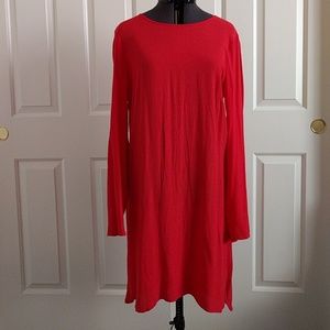 Long Sleeve Coral Shift Dress