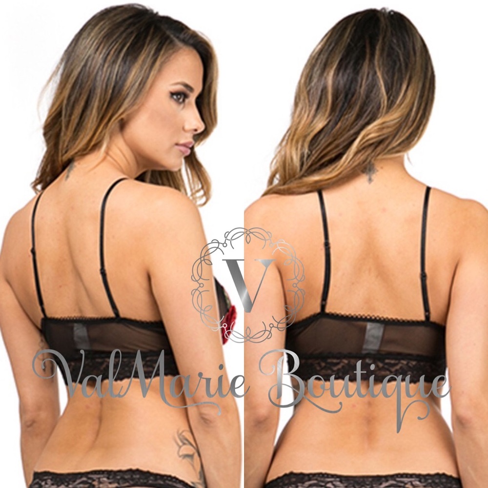 Rosette embellished soft premium lace bralette - Picture 4 of 4