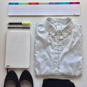 H&M Striped V-Neck Button Down Blouse