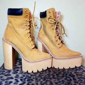 Jeffrey Campbell Tan Ankle Platform Boot 9.0