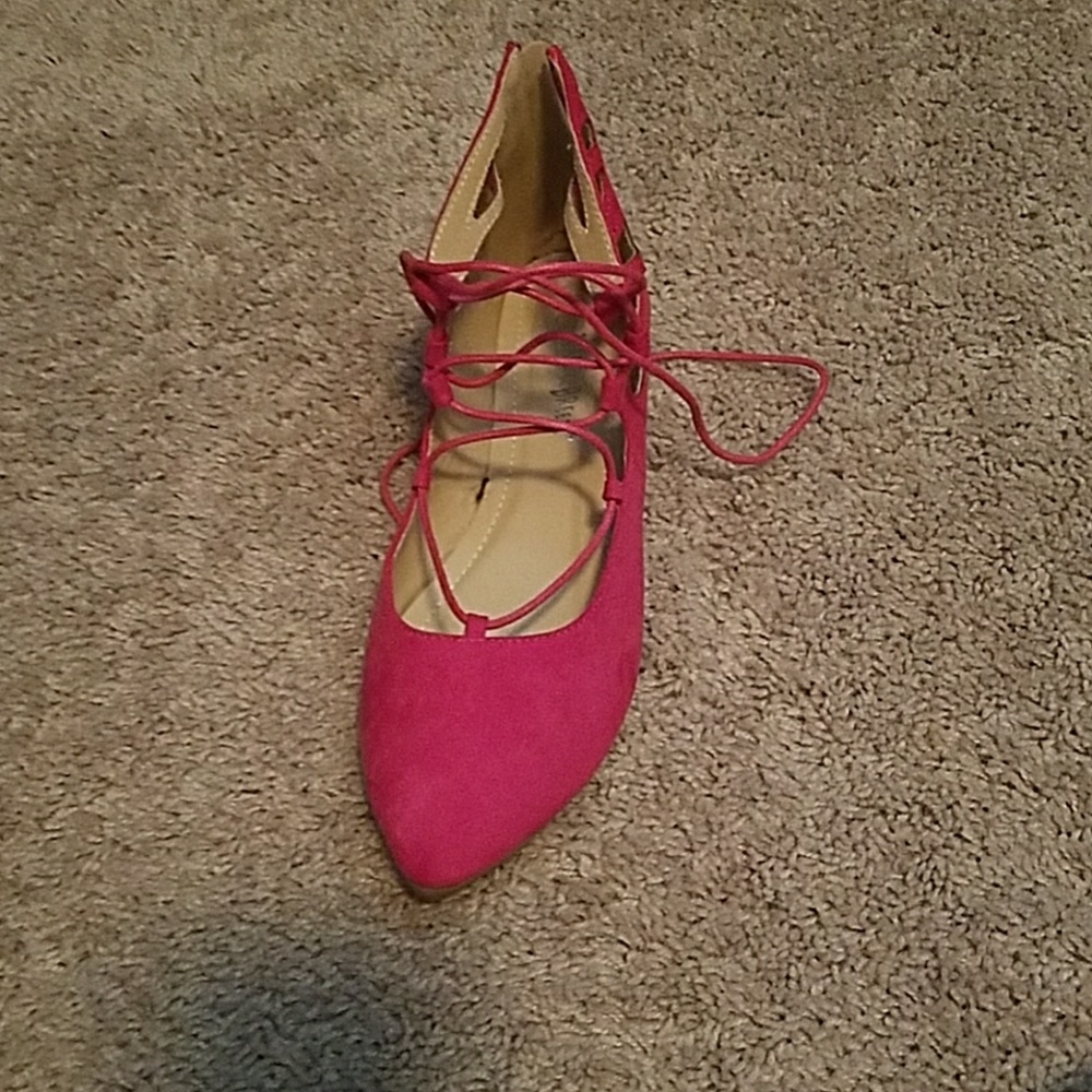 Hot pink flat shoes