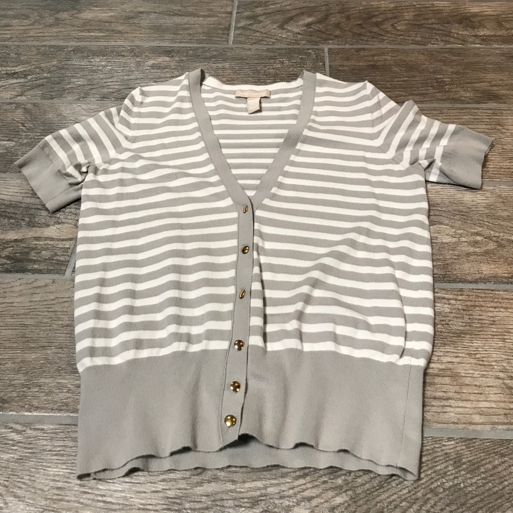 Banana Republic Striped Short Sleeve Cardigan