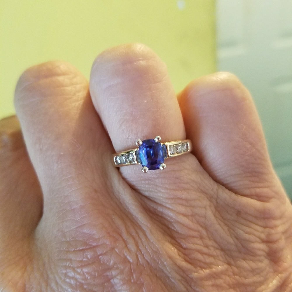 Genuine Tanzanite and Diamond ring