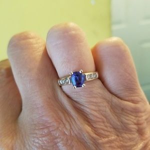 Genuine Tanzanite and Diamond ring