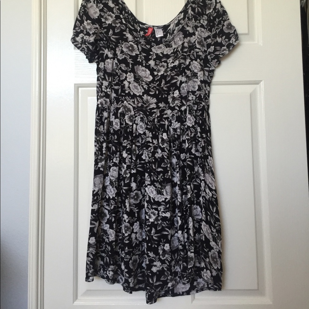 Black floral mini dress