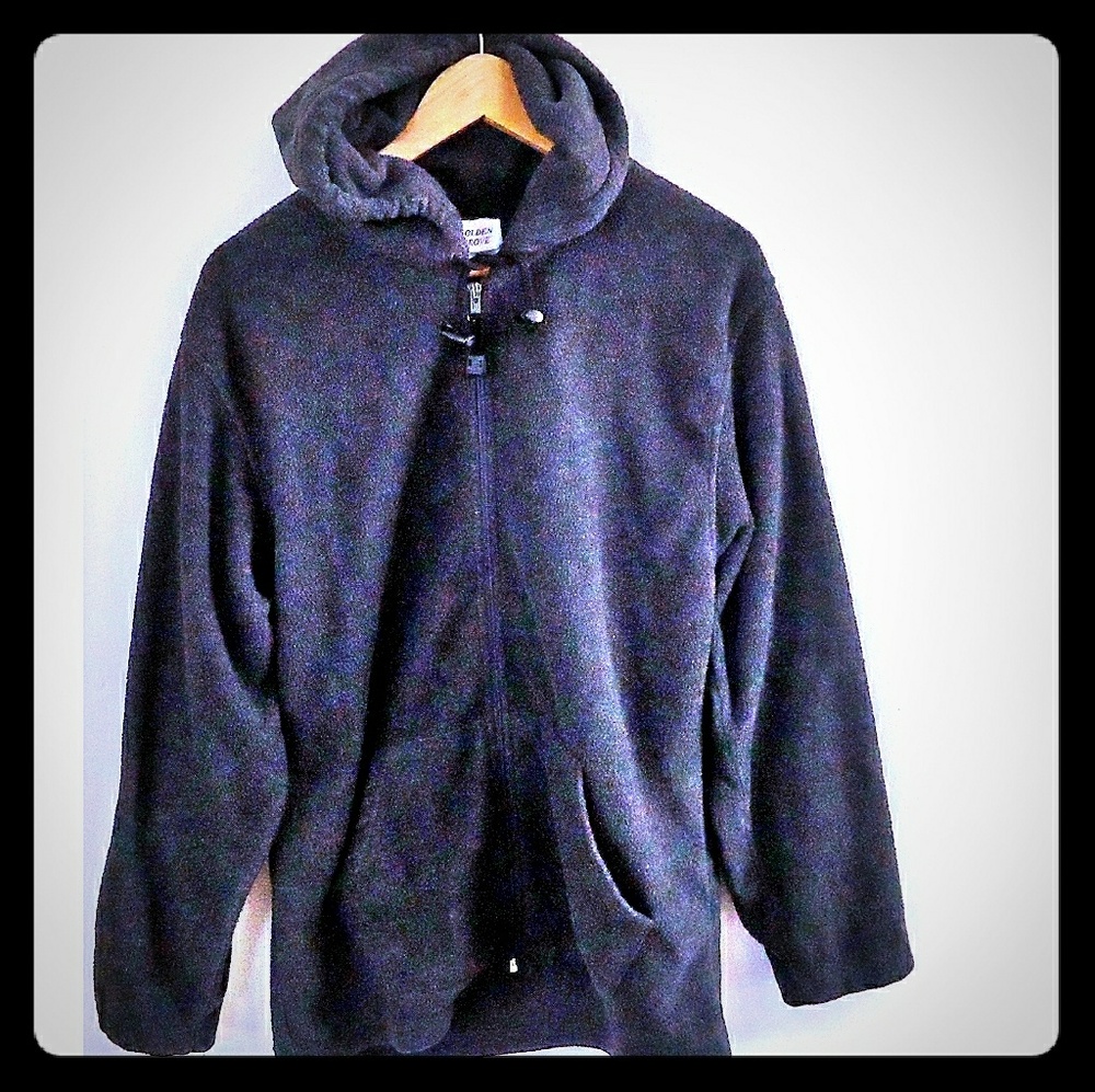 Grey fleece hoodie warm comfortable L