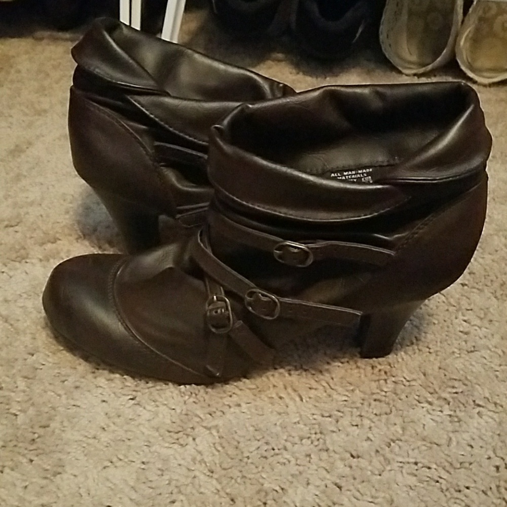 Brown high heel boots