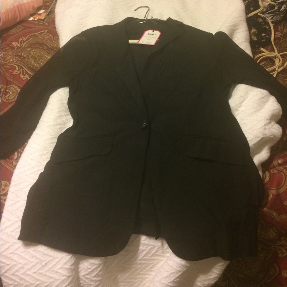Cabi black jacket with sheer  long sleeves