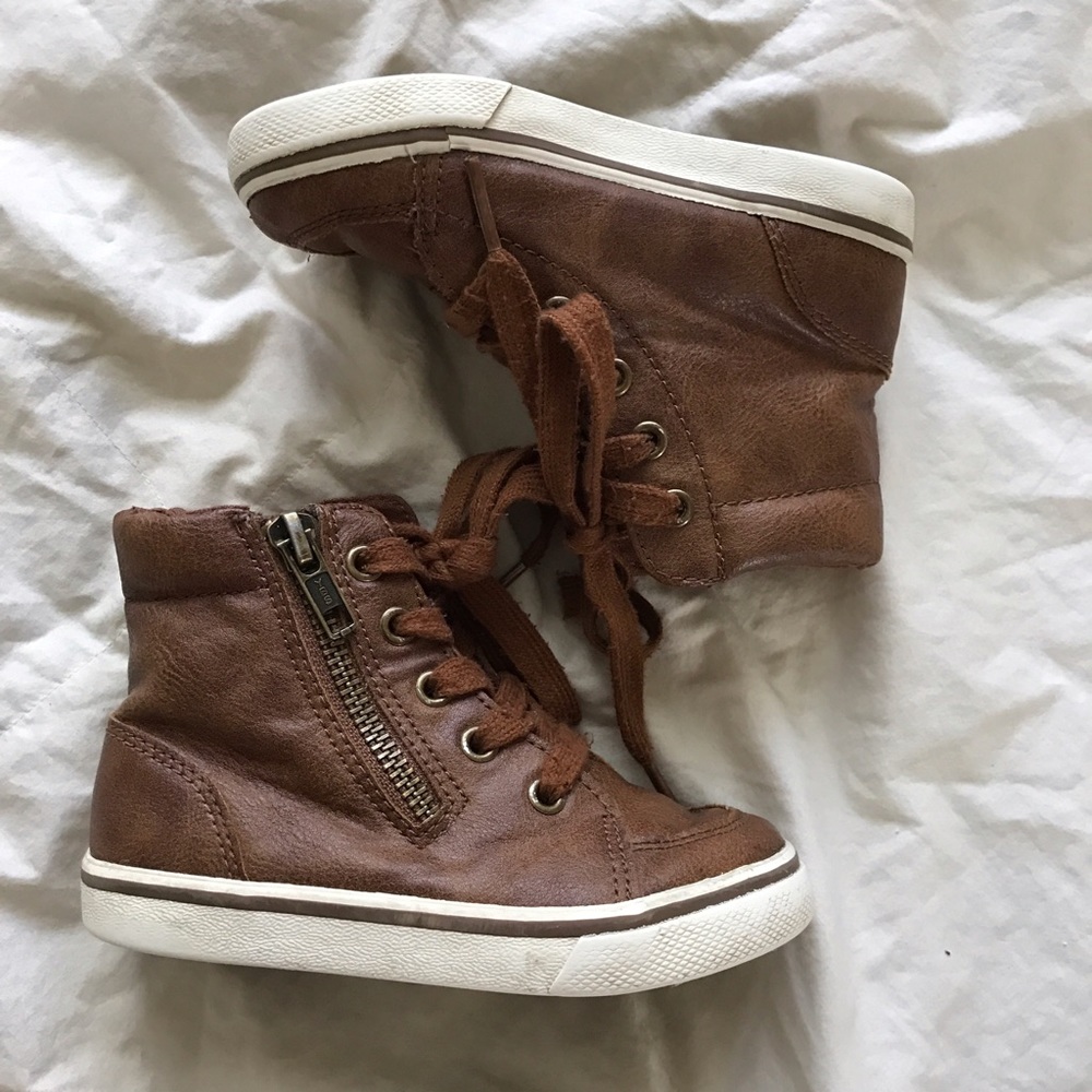 Brown leather boys boots