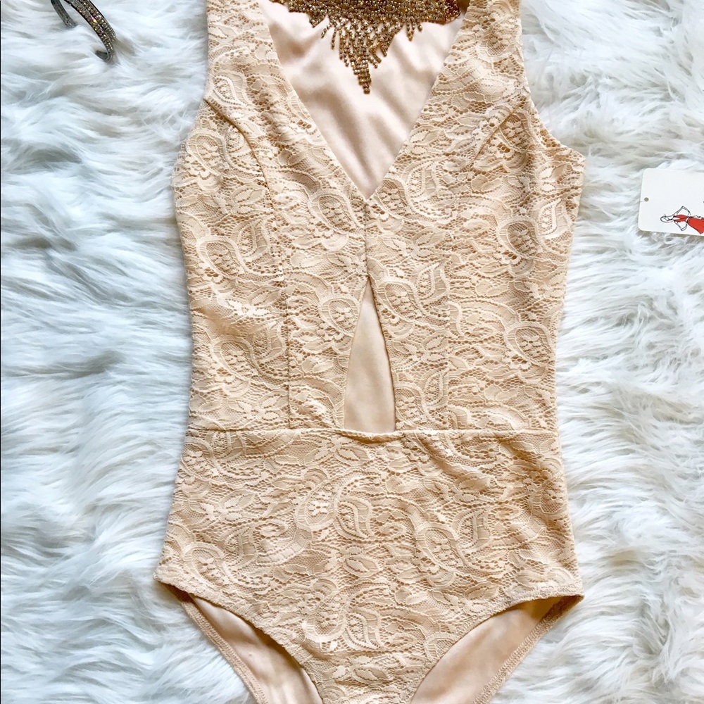 Cream monokini body suit
