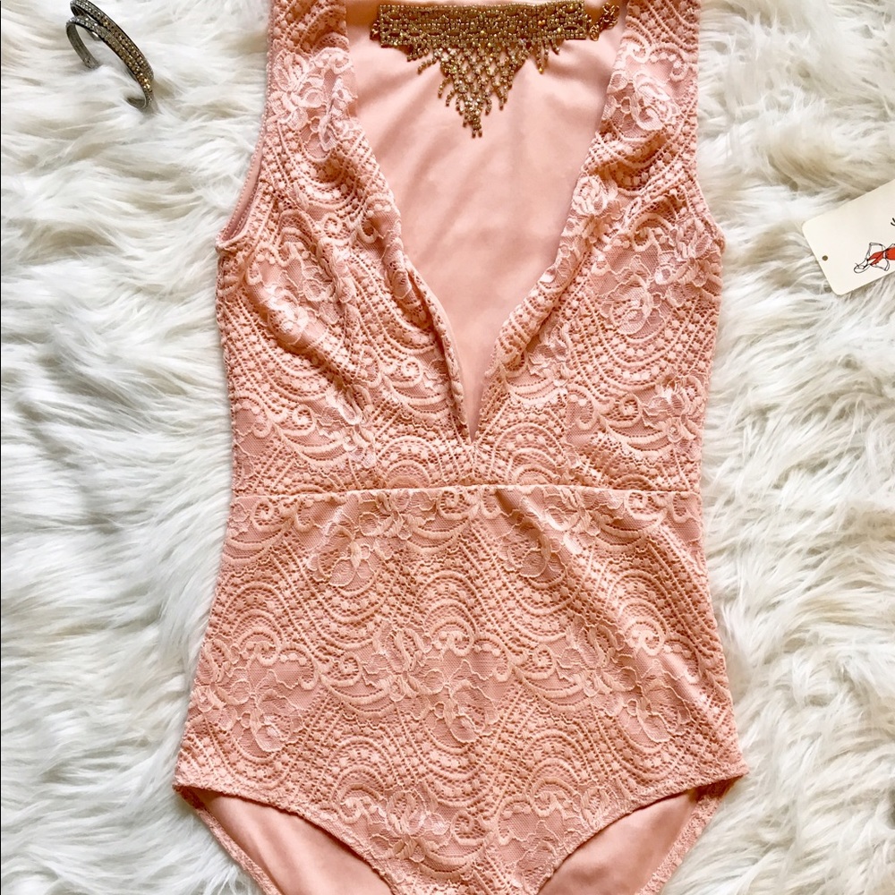 Peach monokini body suit