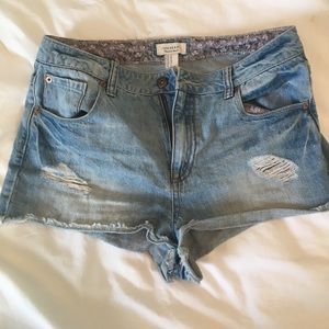 High waisted rip jean shorts