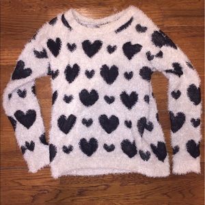 white and black hearts sweater