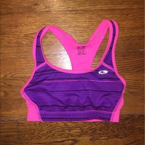 purple and pink champion sports bra