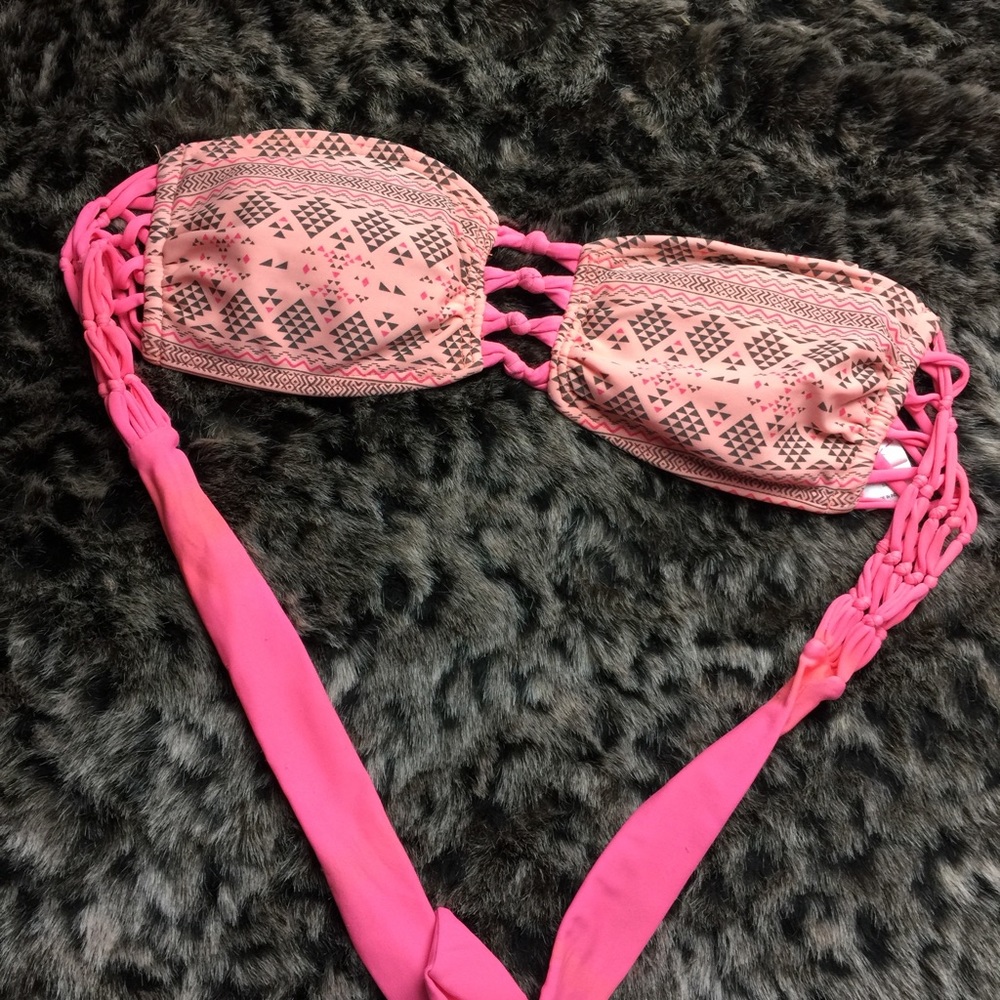 Hula Honey Orange Tribal Strapless Bikini Top