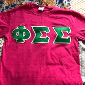 Pink phi sigma sigma sorority letters