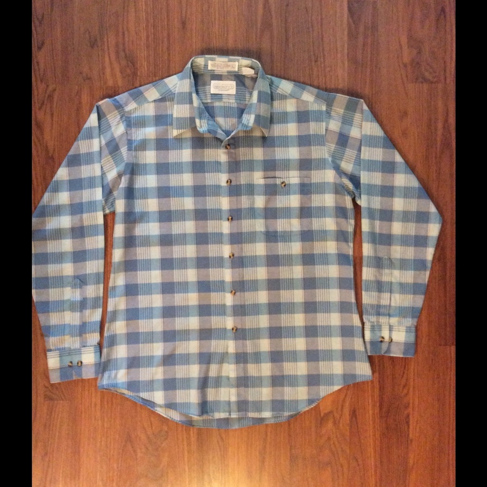 Weekends in California men’s blue plaid shirt. Vintage