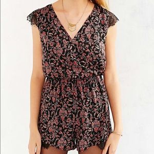 UO Kimchi Blue Lace-Inset Silky Romper