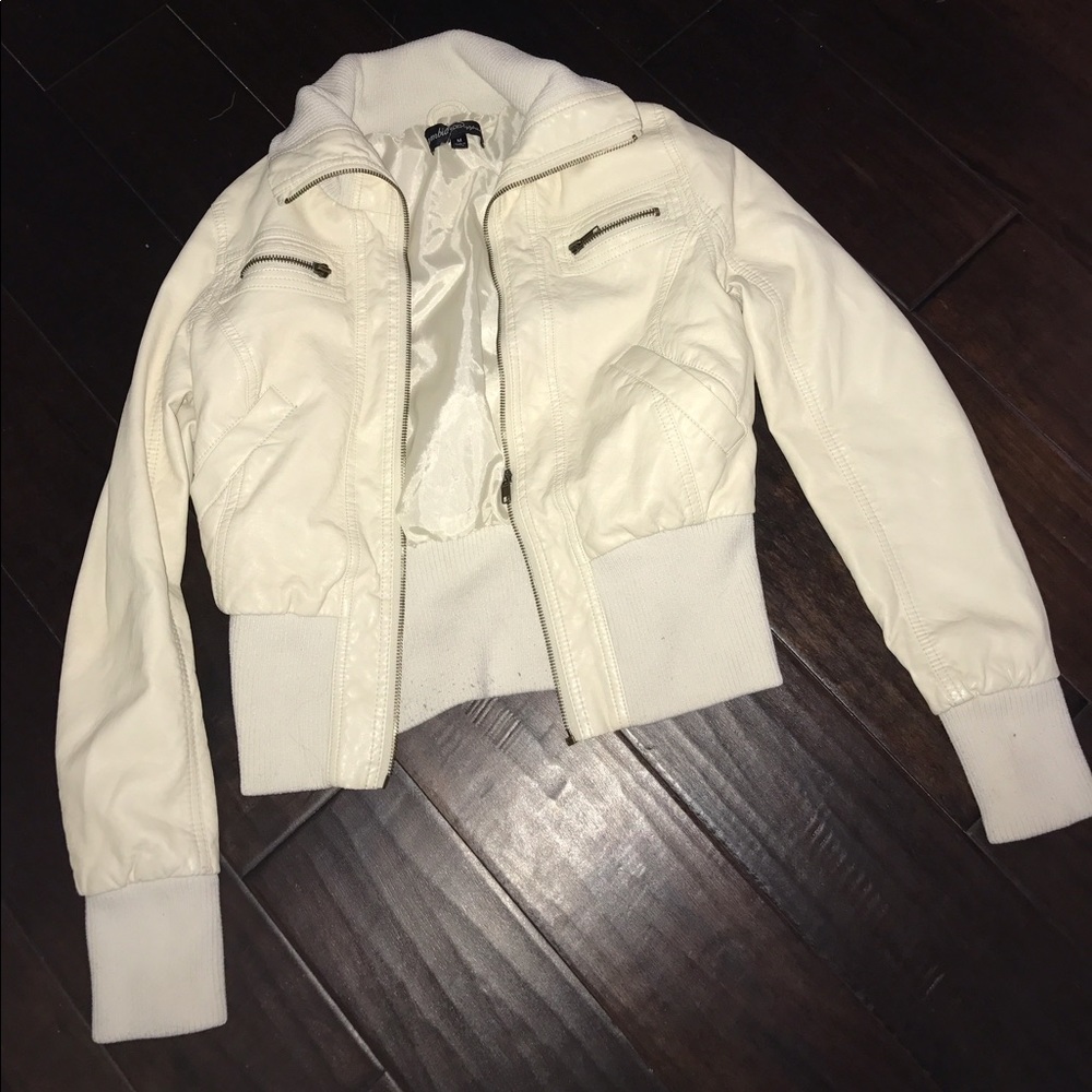 Cream, leather jacket