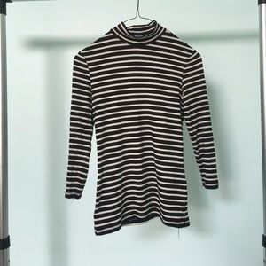 Striped Black and White Mock Turtle Neck