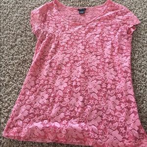 Pink floral lace top