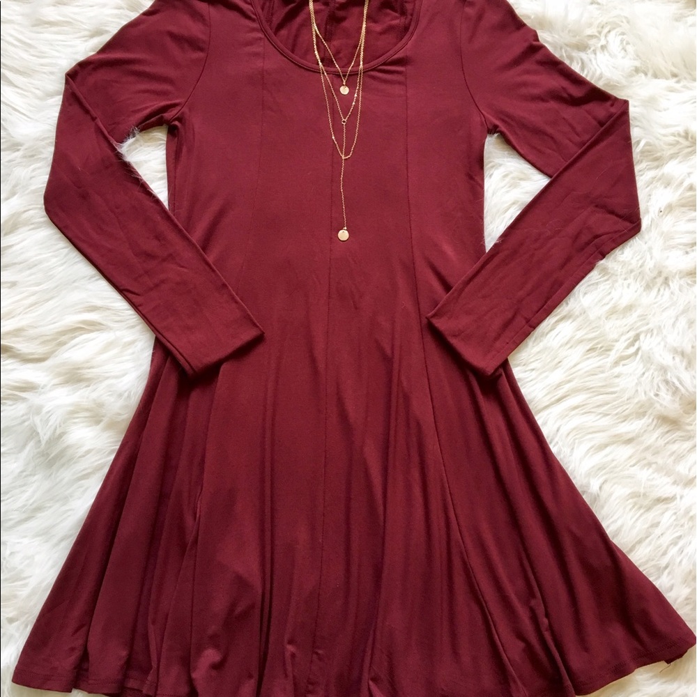Burgundy swing dress