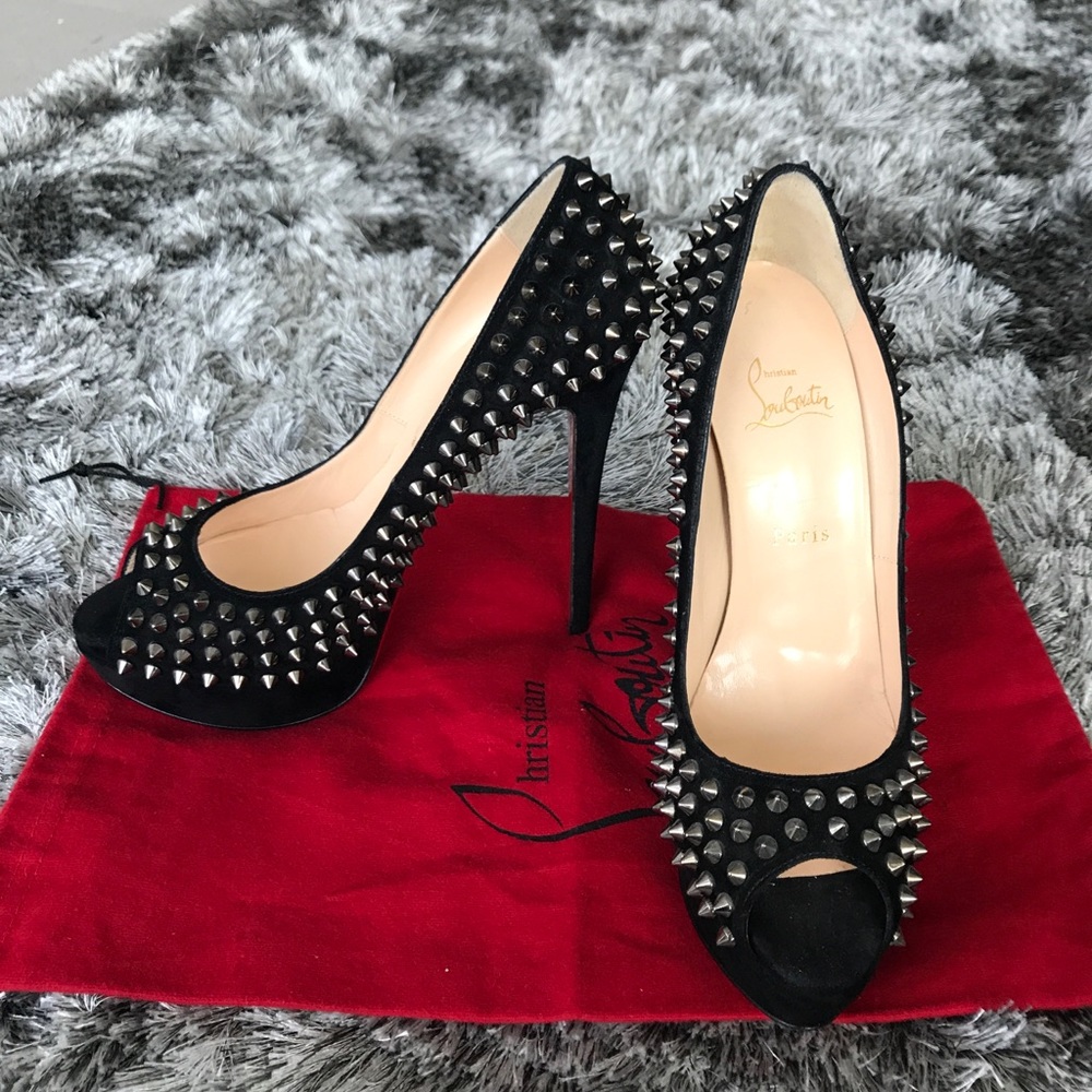 CHRISTIAN LOUBOUTIN PEEP TOE SPIKED PLAYFORM