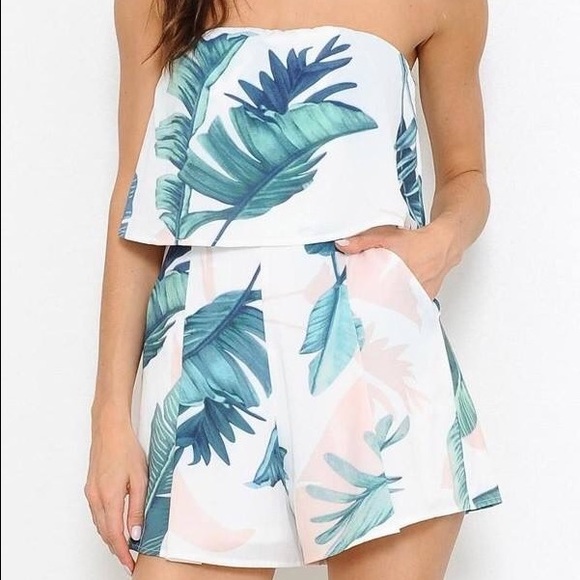 FINAL SALE! Lahaina Tropical Strapless Romper - Picture 2 of 7