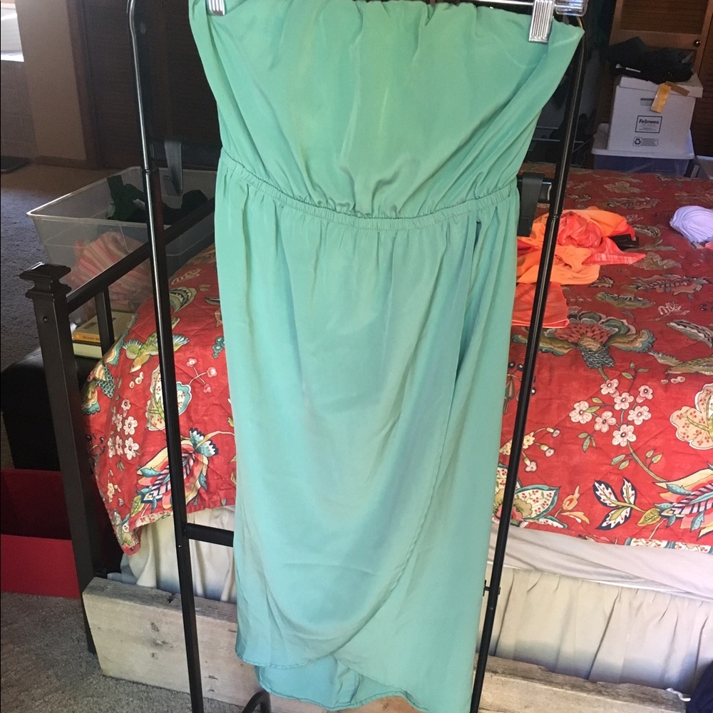 Nordstrom sea foam strapless wrap dress