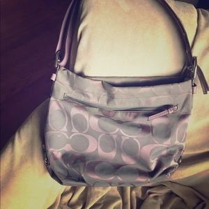 Authentic coach purse , purple and grey