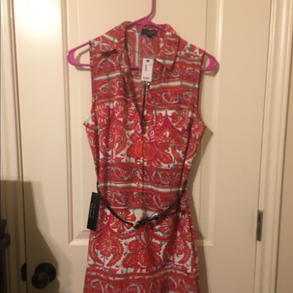 Paisley print belted shirt dress