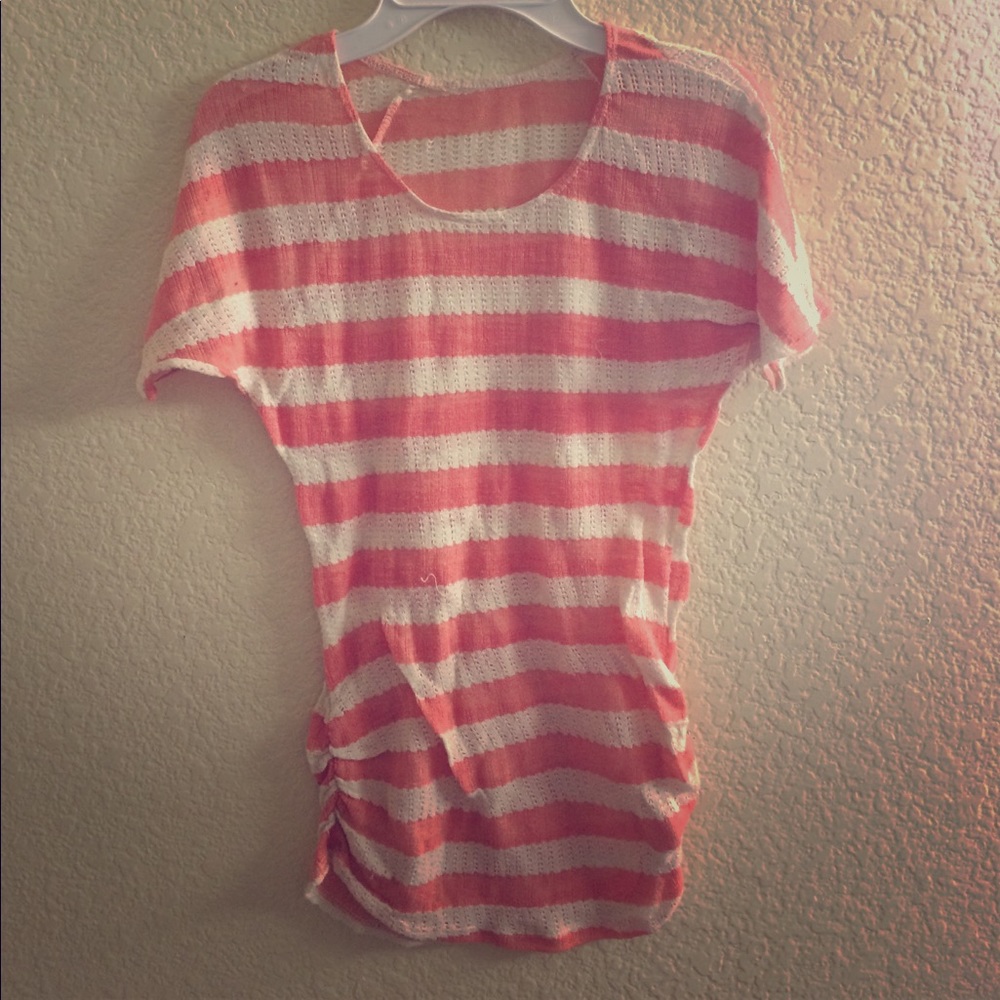 Orange and White Striped Net Top Size XS