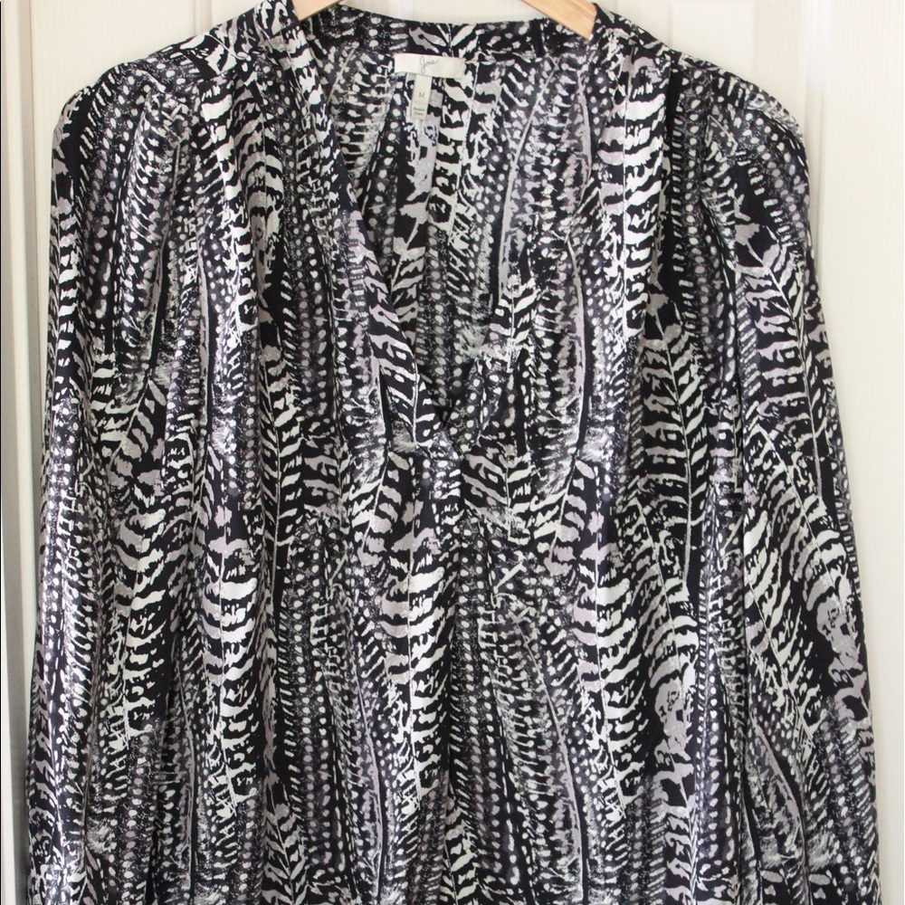 EUC silk Joie long sleeved print shirt
