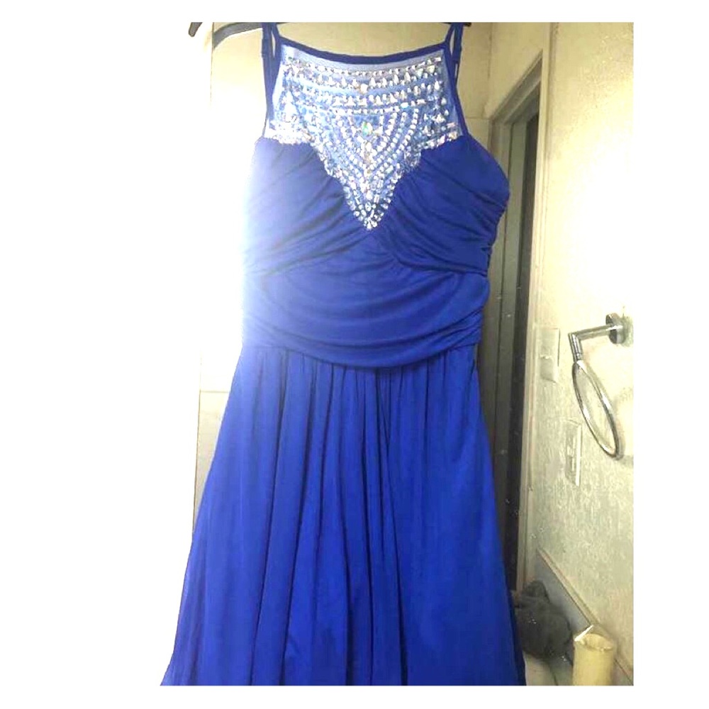 Blue prom dress with bling