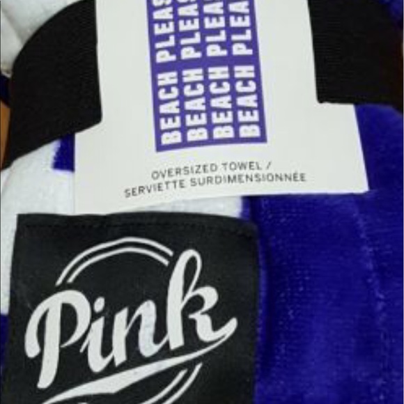 PINK VS BEACH TOWEL EXTRA LARGE 2016 HOLIDAY COLLECTION BOYFRIEND BLUE - Picture 3 of 7