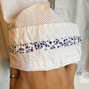 Cactus White polka dot button up dress shirt.