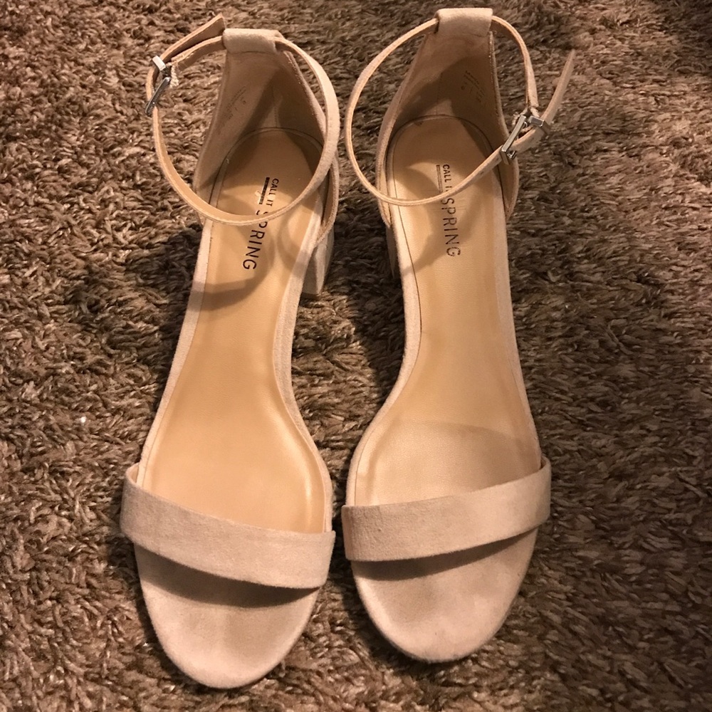 Nude Block heel strappy heels